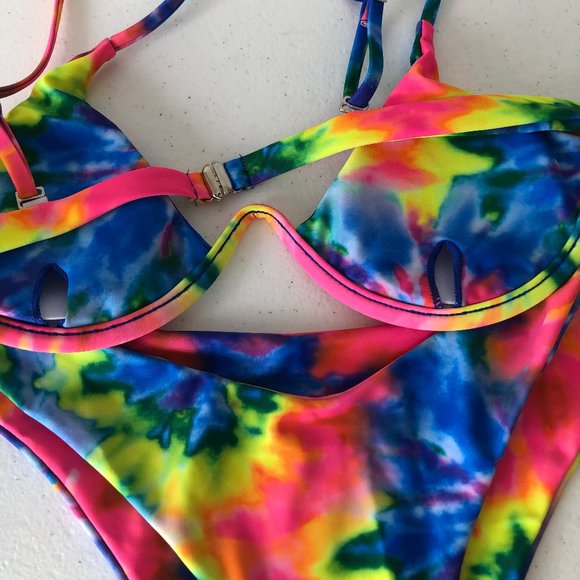 Swimsuit Shein, Tie Dye, 2pcs bikini Fashion Beach - Picture 4 of 6